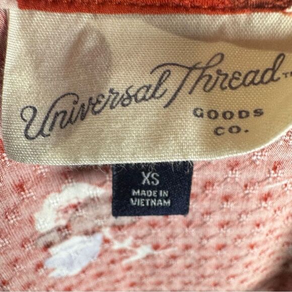 Burnt orange rust button down textured floral dress with pockets size XS - Picture 5 of 7